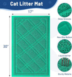 Smiry Cat Litter Box Mat 30x17, Non-Slip Water Resistant Litter Trapping Mat, Easy Clean Less Waste and Urine-Locking Cat Carpet for Indoor, Green