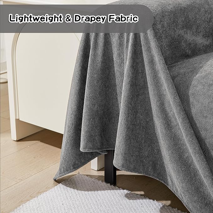 Sectional Couch Cover for 3 Cushion Sofa Washable, Cat Scratch Proof Sofa Covers, Furniture Protector Oversized L Shape Big Sofa Slipcovers for Dogs, 91" x 150", Grey