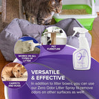 Zero Odor Litter Box Odor Eliminator Spray, Cat Litter Deodorizer, 16 oz | Cat Litter Box Deodorizer Spray, Molecular Technology - Safe for All Litter, Carpets & Rugs
