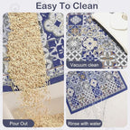 Glittme Cat Litter Mat, 33"x22" Non-Slip Washable Trapping Mat for Cats | Litter Trapping Mat With Thick PVC Coil To Catch Scatter, Soft On Paws And Waterproof Bottom To Protect Floors