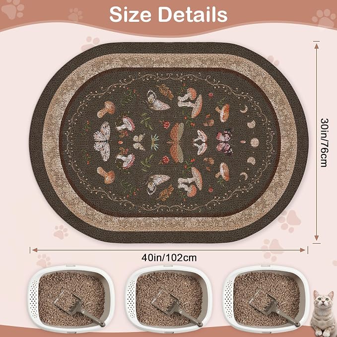Bienbee Cat Litter Mat, 40" x 30" Dense Trapping Mesh for Litter Boxes | Litter Box Mat with PVC Mesh, Waterproof &Urineproof, Non-Slip Grip, Soft On Kitty Paws and Easy to Clean to Protect Floor