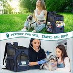 PetAmi Dog Backpack Carrier, Airline Approved 4-Way Entry Cat Backpack Carrier, Ventilated Mesh, Collapsible Pet Carrier for Small Puppy, Kitten, Hiking, Travel Car, Vet, up to 18 lbs, Navy Blue