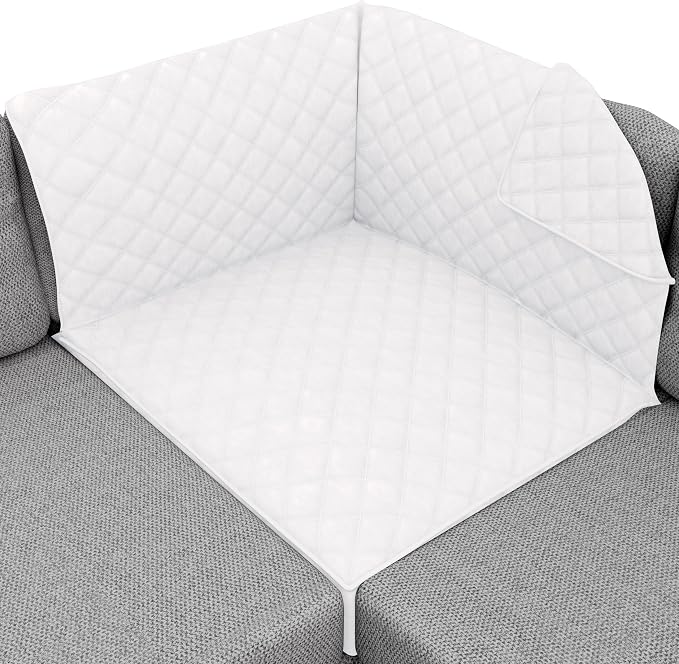 Sofa Shield® Couch Sectional Covers for Dogs, Reversible Furniture Protector with Strap, Stain and Tear Resistant Cushion Cover, 30x30 inch Seat, Machine Washable Slipcover Pets, Cats, White