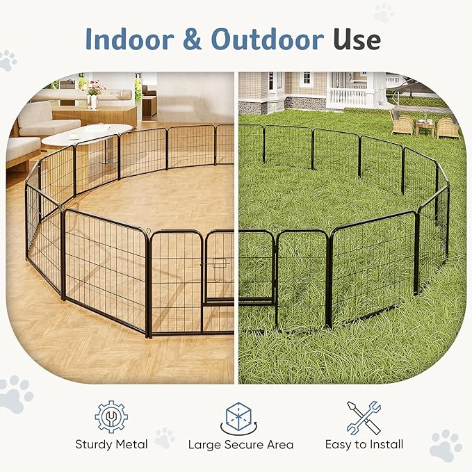 DUMOS Dog Playpen Indoor, Metal 32 Inch 40 Panels Foldable Pet Fence with Door, Outdoor Small Medium Large Dog Puppy Portable Exercise Play Pen for RV Camping, Trips, Play Yard