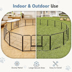 DUMOS Dog Playpen Indoor, Metal 32 Inch 32 Panels Foldable Pet Fence with Door, Outdoor Small Medium Large Dog Puppy Portable Exercise Play Pen for RV Camping, Trips, Play Yard