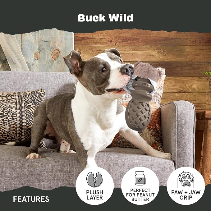 BarkBox Buck Wild Super Chewer Dog Toy - for Medium to Large Dogs | Perfect for Dogs Who Love Gnawing, Shredding and Tough Playtime Fun