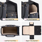 Dog Purse Carrier for Small Dogs, Stylish Foldable Pet Carrier Purse Tote Bag with Washable Cushion & Safety Leash, Airline Approved Puppy Travel Bag with Pockets (Black)