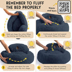 PetJett XL Dog Beds for Large Sized Dog - 45'' Extra Large Dog Bed, Washable Dog Bed - Anti-Slip Super Soft Round Donut Bed, Fluffy Faux Fur Anti-Anxiety Premium Comfort Pet Bed, Fits Dogs upto 120lbs