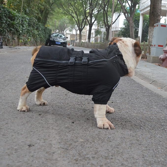 Lovelonglong Waterproof Dog Raincoat – 4-Leg Full Body Dog Rain Suit with Reflective Strips & Leash Opening, Outdoor Dog Jacket for Rainy Weather