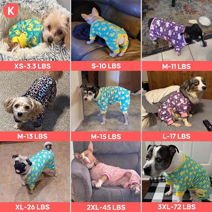KYEESE Dog Pajamas Velvet Dog Pajamas Small Sized Dogs Soft Dogs Clothes Pet Coat Stretchy Doggie Pjs Pet Costume with Leopard Pattern Comfy Doggie Jammies Onesie, Medium