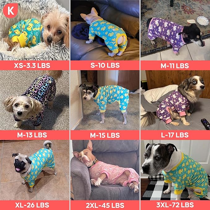 KYEESE Velvet Dog Pajamas Soft Onesie Shirt for Daily Wear, Flamingo | 4-Way Stretch, Lightweight & Breathable, Reduces Shedding, Gentle on Sensitive Skin, Recovery Support, Easy Potty Breaks