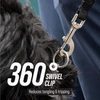 Leash Boss Free Range - Long Dog Leash for Large Dogs + Drawstring Backpack - 1 Inch Nylon Training Lead with Padded Handle (Black) (100 Ft)