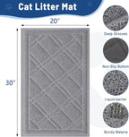 Smiry Cat Litter Box Mat 30x20, Non-Slip Water Resistant Litter Trapping Mat, Easy Clean Less Waste and Urine-Locking Cat Carpet for Indoor, Grey