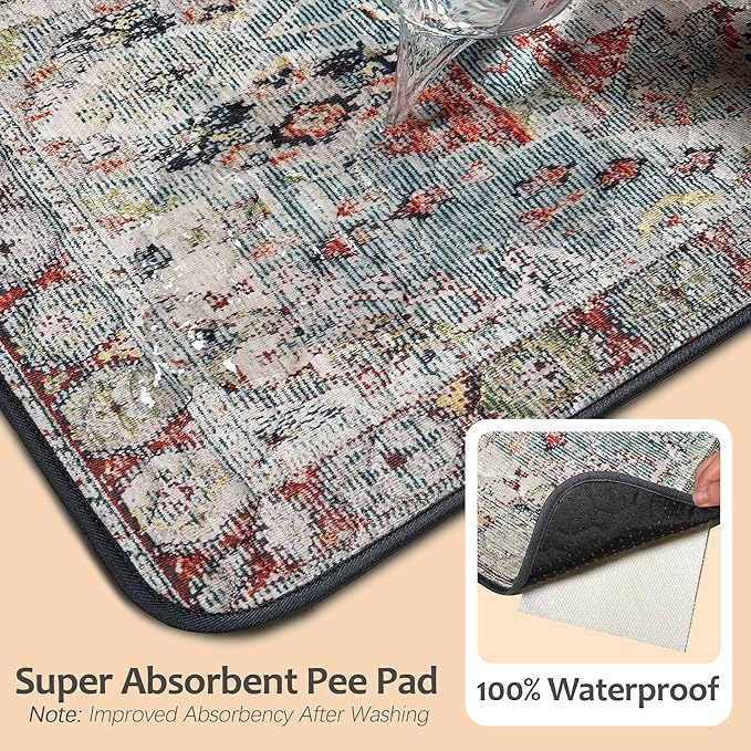 Washable Pee Pads for Dogs, Reusable Puppy Potty Training Pads, Ultra-Absorbent Thick Waterproof Leak-Proof Non-Slip Pads & Mat for Crate, Playpen, Floor, Whelping & Housebreaking , 2 Pack 36"x72"