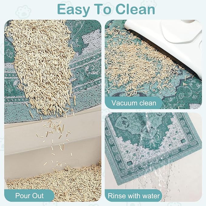 Glittme Cat Litter Mat, 24"x15" Non-Slip Washable Trapping Mat for Cats | Litter Trapping Mat With Thick PVC Coil To Catch Scatter, Soft On Paws And Waterproof Bottom To Protect Floors