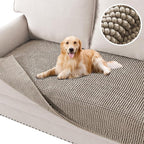 H.VERSAILTEX Plush Chenille Couch Protector Dog Bed Cover Thick Soft Loveseat Cover for 2 Cushion Couch Anti Slip Couch Cover Furniture Protector for Dog, Pet, Cat (35" x 62", Taupe)