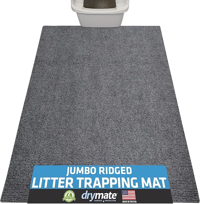 Drymate Cat Litter Box Mat, Litter Trapping Mat, Grey, 36x47 Jumbo XXL | Waterproof, Urine-Proof, Absorbent, Machine Washable, Soft on Paws, Contains Mess, Protects Floors, Kitten Supplies, USA Made