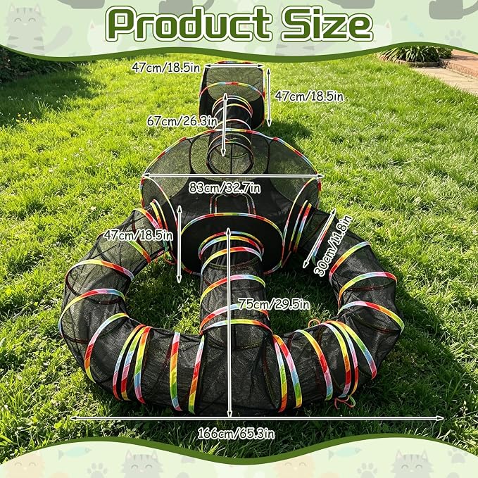 CypherX Outdoor Cat Enclosure,Portable Cat Tent with Tunnel Popup Catio | 4-in-1 modular design: 2 tents,11.8" wide tunnels & carry bag. Durablepop-up setup for small animals, rabbits & cats.