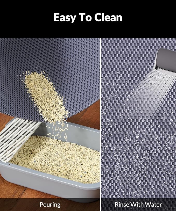 Cooyes Cat Litter Mat - Cut to Fit Any Place, 40"x28" Large Litter Trapping Mat for Litter Box, Easy to Clean, Waterproof & Non-Slip Kitty Pad, Scatter Control to Protect The Floor (Grey)