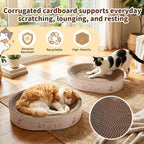 PatiencET 2-in-1 Oval Cat Scratcher Bed, Cardboard Lounger Scratch Bowl | Pad for Indoor Cats and Kittens, Corrugated Kitty Scratching Board, Durable Furniture Protector