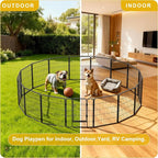 Heavy-Duty Iron Dog Playpen Outdoor Indoor,24 inch 8 Panels Dog Fences for RV Camping/Yard/Garden,Portable Dog Play Pen for Dogs,Puppies,Small Animals,Black Silver
