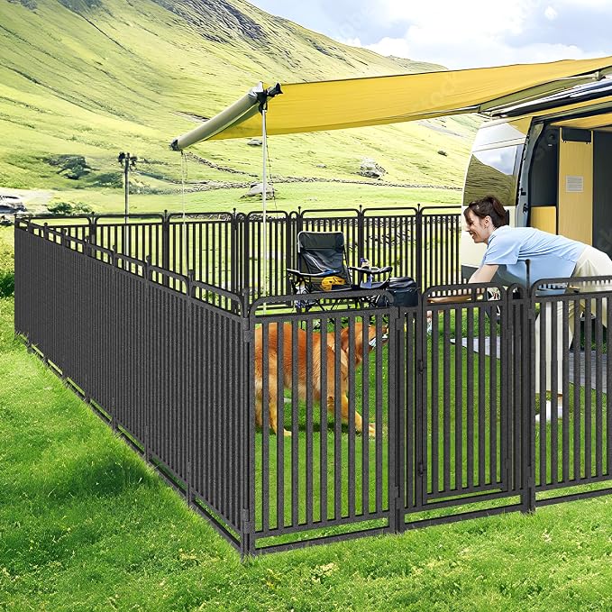 Thickened Dog Playpen Foldable Metal Yard Fence32/43inch Compact Portable Animal Barrier Fence for Indoor Outdoor (16 Panels, 43 inch)