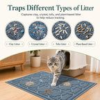 Yimobra Cat Litter Mat, Easy Clean Trapping PVC Mat, 47" x 36", Waterproof Backing, Non Slip Bottom, Scatter Control Pad for Litter Box, Tea Blue