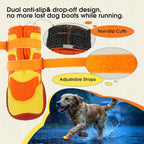 Lelepet 4pcs Dog Shoes for Hot Pavement,Dog Booties for Small Size Dogs | Reflective Paw Protector for Outdoor Walking/Hiking,Anti-Slip Puppy Shoes with Secure Double-Straps,Orange,L