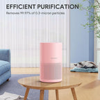 Air Purifiers for Bedroom, FULMINARE H13 True HEPA Filter (Pink) | Remove Pet Hair, Smoke, Odors，Quiet Air Cleaner With Night Light, Portable Small Air Purifier for Home, Office, Living Room