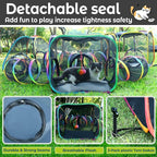 CypherX Outdoor Cat Enclosure, Portable Cat Tent with Tunnel Popup Catio | 7-in-1 modular design: 3 tents, 9.8" wide tunnels, scratch balls & storage bag. Durable setup for small animals & cats.