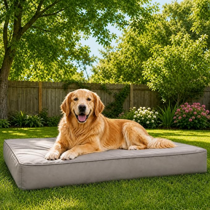 WNPETHOME Large Outdoor Dog Bed, Waterproof & Easy to Clean - Spacious Crate Mat for Extra Large Dogs with Removable Washable Cover, Egg Crate Foam, Indoor Outdoor Use
