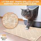 Neater Pets Neater Mat Cat Litter Mat, Thick & Durable Cat Mat for Litter Box, Trapper Pad Catches Mess to Protect Indoor Floors, Soft on Kitty Paws, Anti-Skid Grip Backing, Easy to Clean, Beige