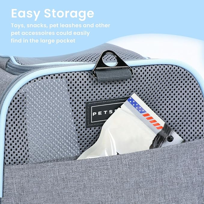 Petsfit Large Double Expandable Cat Carrier for Large Cats and Small Dogs | 19 x 12 x 12 in; dual-side expansion for large cats and small dogs, with anti-sag frame and locking zippers; up to 18 lb.