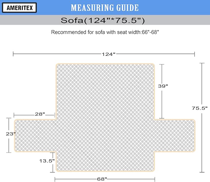 Ameritex Couch Sofa Slipcover 100% Waterproof Nonslip Quilted Furniture Protector Slipcover for Dogs, Children, Pets Sofa Slipcover Machine Washable (Light Grey, 68")