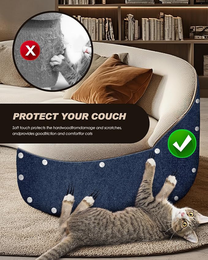 VIVOYAN 78.7"x15.8" Cat Scratch Mat,Trimmable Self-Adhesive Carpet,DIY Climb Cat Scratcher for Cat Couch Furniture or Wall Protector,Covering Cat Tower,and Replacement Pads (Dark Blue)