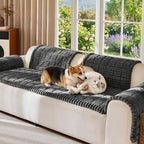 FUANGUI Waterproof Couch Cover Sofa Cover for Dogs and Pets Sofa Protector | Non-Slip Washable Fuzzy Soft Cat Bed Sofa Slipcover for 2-3 Cushion Couch Sofa Pet Friendly, Dark Grey, 27.6" x 70.9", 1 pcs