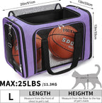 Soft-Sided Cat/Dog/Pet Carrier, Collapsible Pets Travel Carriers for Big Cats/Small Dogs with Shoulder Strap & Removable Mat, Mesh Puppy Carry Bag, Up to 25 Lbs(Purple)
