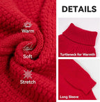 cyeollo Red Dog Sweater Long Sleeve Knitted Turtleneck Pullover Clothes | Ultra Soft Warm Knit, Full Coverage, 4-Way Stretch for Easy Movement, Easy On & Off, Winter Daily Wear for Small Dogs
