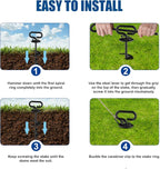 Eurmax USA 2-Pack Heavy Duty Dog Tie Out Stake, No-Tangle In Ground Anchor Runner for Large Dogs up to 210 Lbs - Perfect for Yard, Beach and Camping (Square,Black)