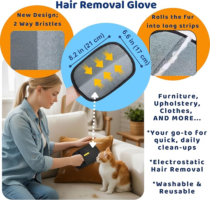 Pet Hair Remover Dryer Ball for Laundry, Removes Dog & Cat Fur and Lint from Clothes, Furniture and Car Interior, Reusable Fur Removal Tool, 3 in 1 Bundle