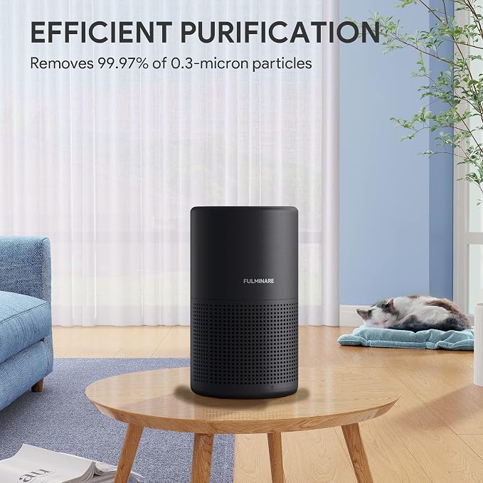 Air Purifiers for Bedroom, FULMINARE H13 True HEPA Filter (Black 2 Pack) | Remove Pet Hair, Smoke, Odors，Quiet Air Cleaner With Night Light, Portable Small Air Purifier for Home, Office, Living Room