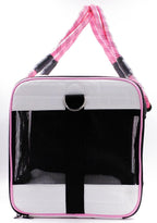 Buddy's Best Airline Approved Pet Carrier – White & Pink Heavy Duty, Fits Under Seat, TSA Compliant, Ventilated Mesh Design w/Waterproof Base & Reflective Safety Strips