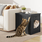 Cat Litter Box Enclosure, Multi-Functional Enclosed Cat Litter Box Furniture, Outdoor Cat House Weatherproof, Openable Front Door & Raised Floor, Easy to Clean & Assemble, Black