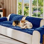 FUANGUI Waterproof Couch Cover Sofa Cover for Dogs and Pets Sofa Protector | Non-Slip Washable Fuzzy Soft Cat Bed Sofa Slipcover for 2-3 Cushion Couch Sofa Pet Friendly, Navy Blue, 27.6" x 59.1", 1 pcs