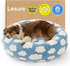 LE SURE Shown on TV Jacquard Donut Dog Beds Large Sized Dog,Blue 36x36x8in | Orthopedic Calming Pet Bed Sofa, Original Design Pattern,Washable Cover,Cute Home Decor as Gift for Pet,Anti Slip Bottom