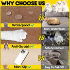 Loiion Cat Scratch Proof Furniture Protector Waterproof Sofa Cover 118"x91" | Pet-Friendly Couch Protector, Anti-Scratch & Anti-Slip Sofa Cover For Cats Dogs Kids, Machine Washable