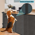 24 Inches Tall Retractable Baby Gates for Doorways, Short Dog Gates to Step Over, Extends up to 55" Wide, Reinforced Mesh Baby Gate for Kids or Pets, Doggie Gates Puppy Gates for The House (Black)