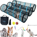 Cat Play Tunnel-for Indoors and Outdoors,Cat Tunnel Outdoor, Kitty Outdoor Enclosure, Cat Enclosures Easy to Connect with Two Zipper Doors,Product Size 59'' x 18'',3pcs /Set,Blue,3 Packs