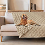 gogobunny Waterproof Dog Blankets for Large Dogs, Pet Bed Cover Breathable | Washable Pee Pads, Quilted Throw Blanket, Furniture Protector for Couch Sofa Bed Car, 82x82 Inch Dark Beige