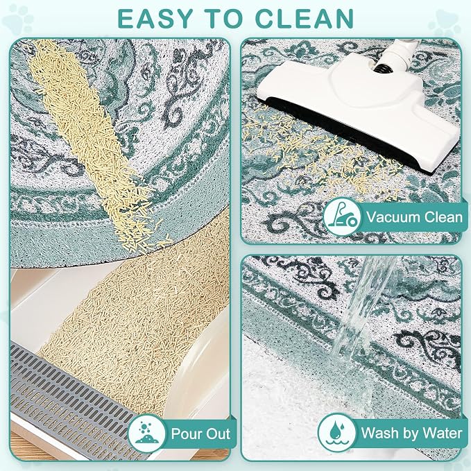 Unicorn Catcher 33"x22" Cat Litter Mat Non-Slip Washable Litter Box Mat | High-Density PVC Litter Catcher Mat Efficiently Traps Scattered Litter From Paws To Keep Floors Clean
